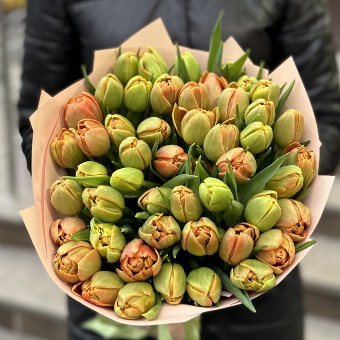 51 оранжевый  пионовидный тюльпан Айкун